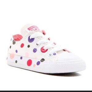 Polka dot converse chuck taylors white/purple/pink